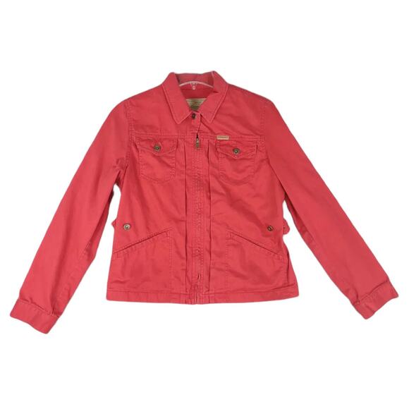 Vtg L RALPH LAUREN Glen Canyon Women's PM Full Zip Red Denim Jean Jacket Y2K 90s - Picture 1 of 6